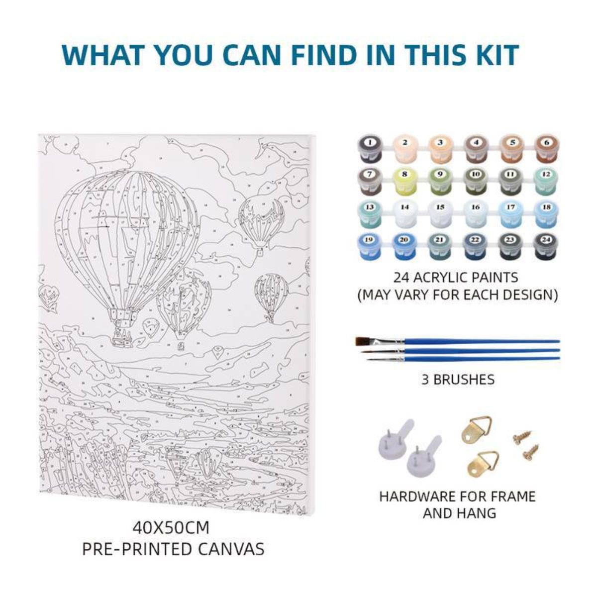 Kit Pintura Numerada em Tela - Balloons - 40x50cm