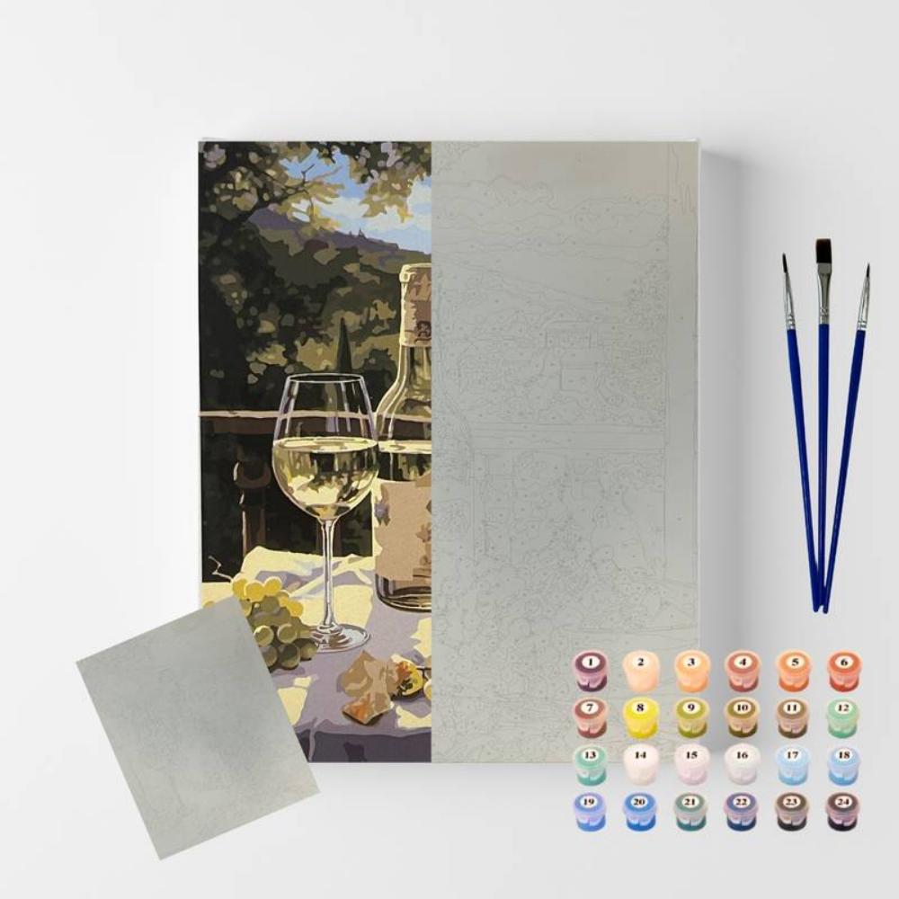 Kit Pintura Numerada em Tela - Vinho Verde - 40x50cm
