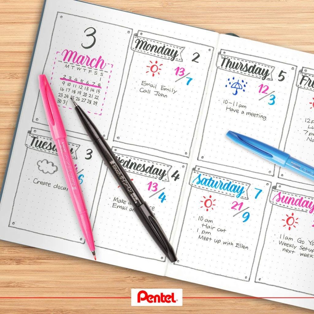 Brush Sign Pen Pentel - Estojo com 6 Cores Tradicionais