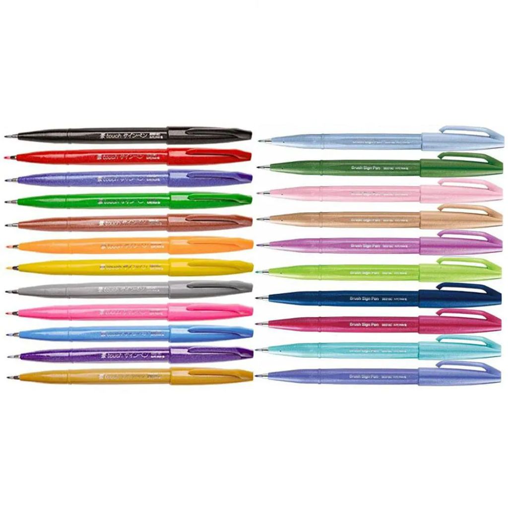 Brush Sign Pen Pentel - Estojo com 24 Cores