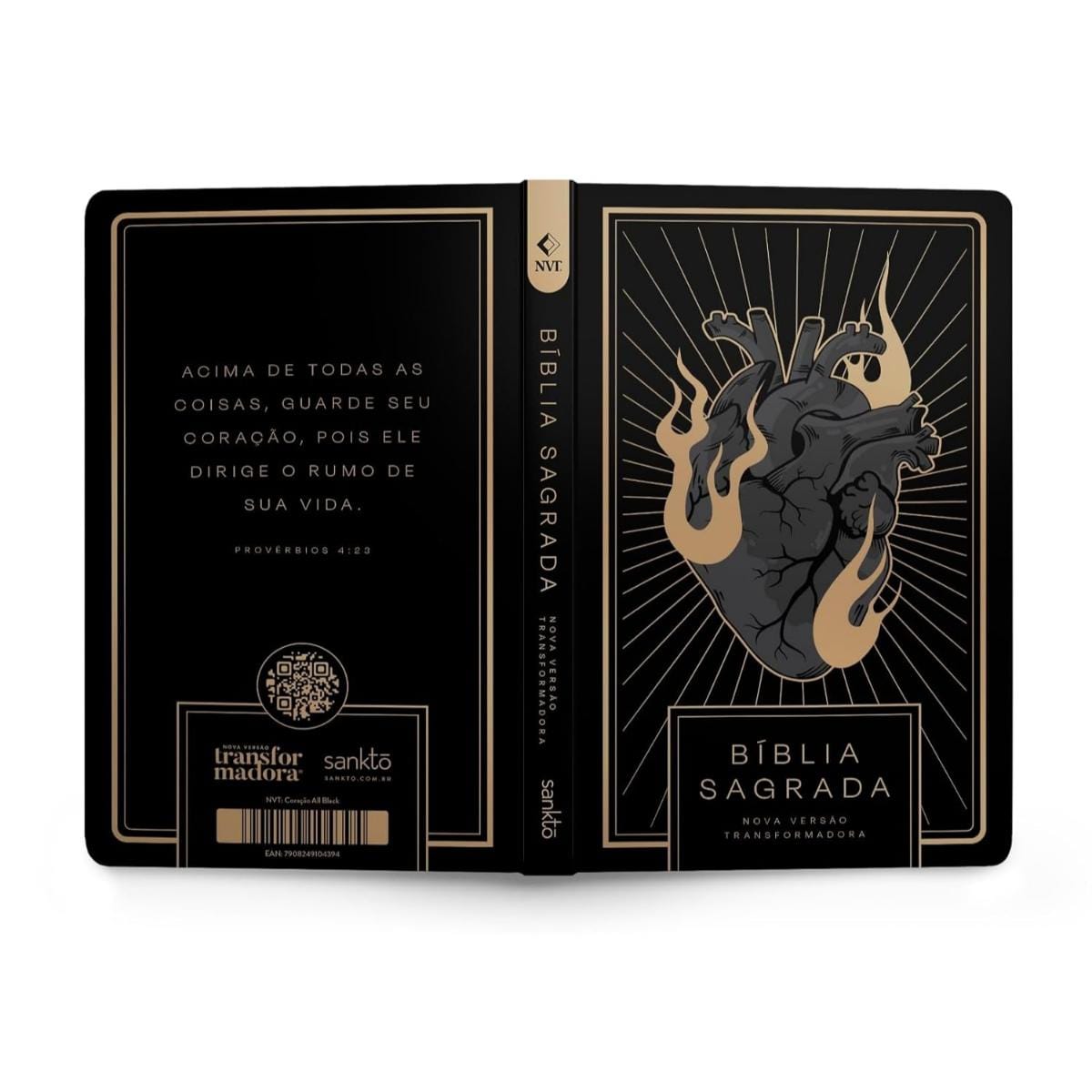 Bíblia Sagrada NVT Letra Normal - Coração All Black - Capa Dura Sankto