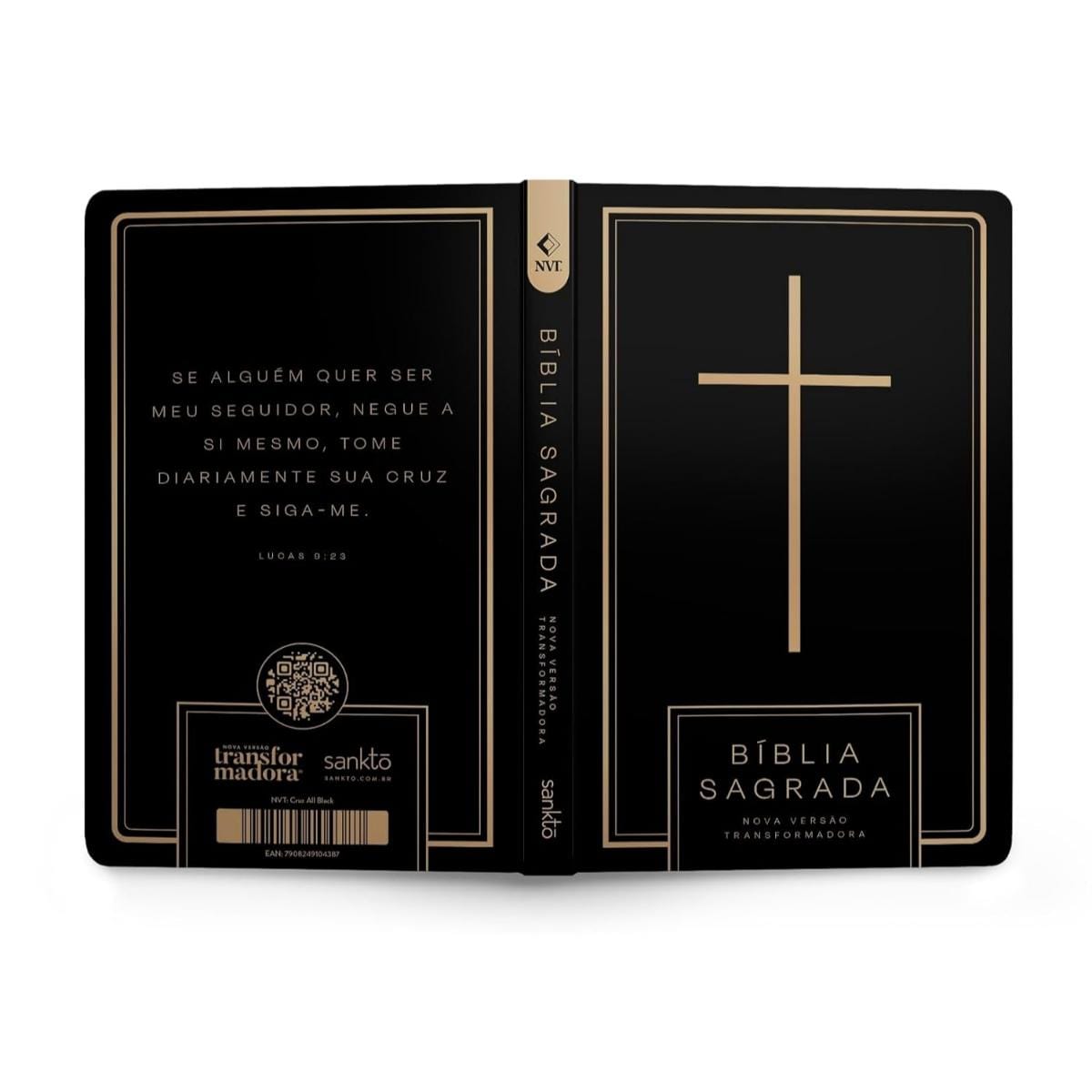 Bíblia Sagrada NVT  Letra Normal  - Cruz All Black - Capa Dura Sankto