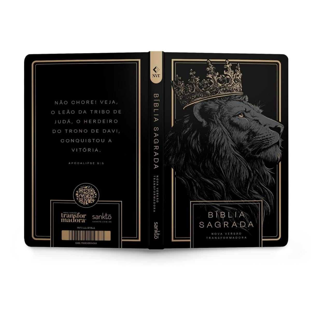 Bíblia Sagrada NVT Letra Normal  - Leão All Black - Capa dura Sankto