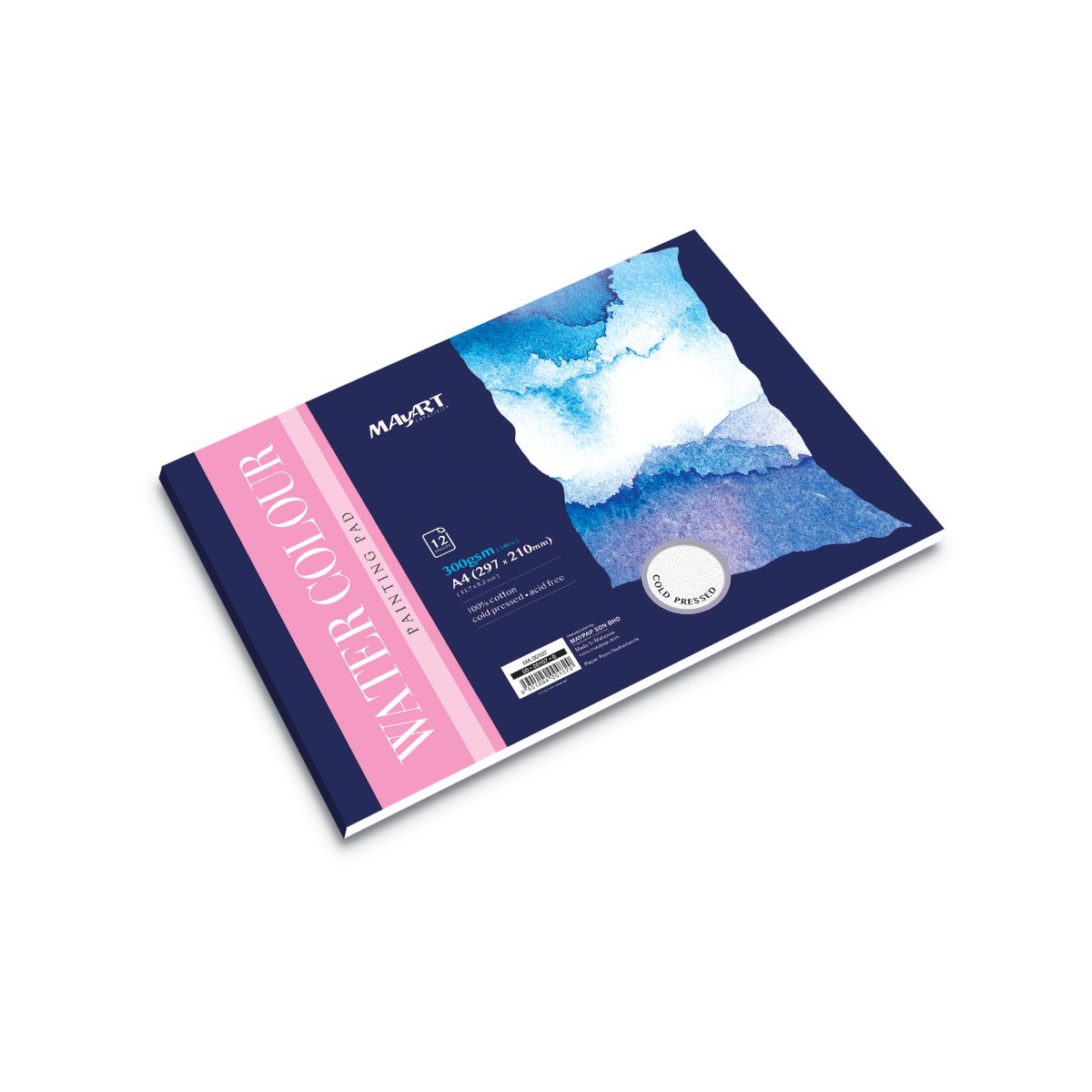 Bloco Aquarela MayArt A4 - 300g 12 folhas - 100% Algodão Cold Pressed Livraria Skilo