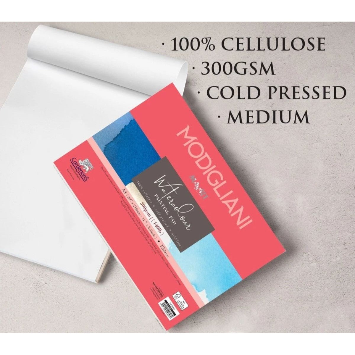 Bloco Aquarela MayArt Modigliani A4 - 300g 12 folhas - Celulose Cold Pressed MayArt