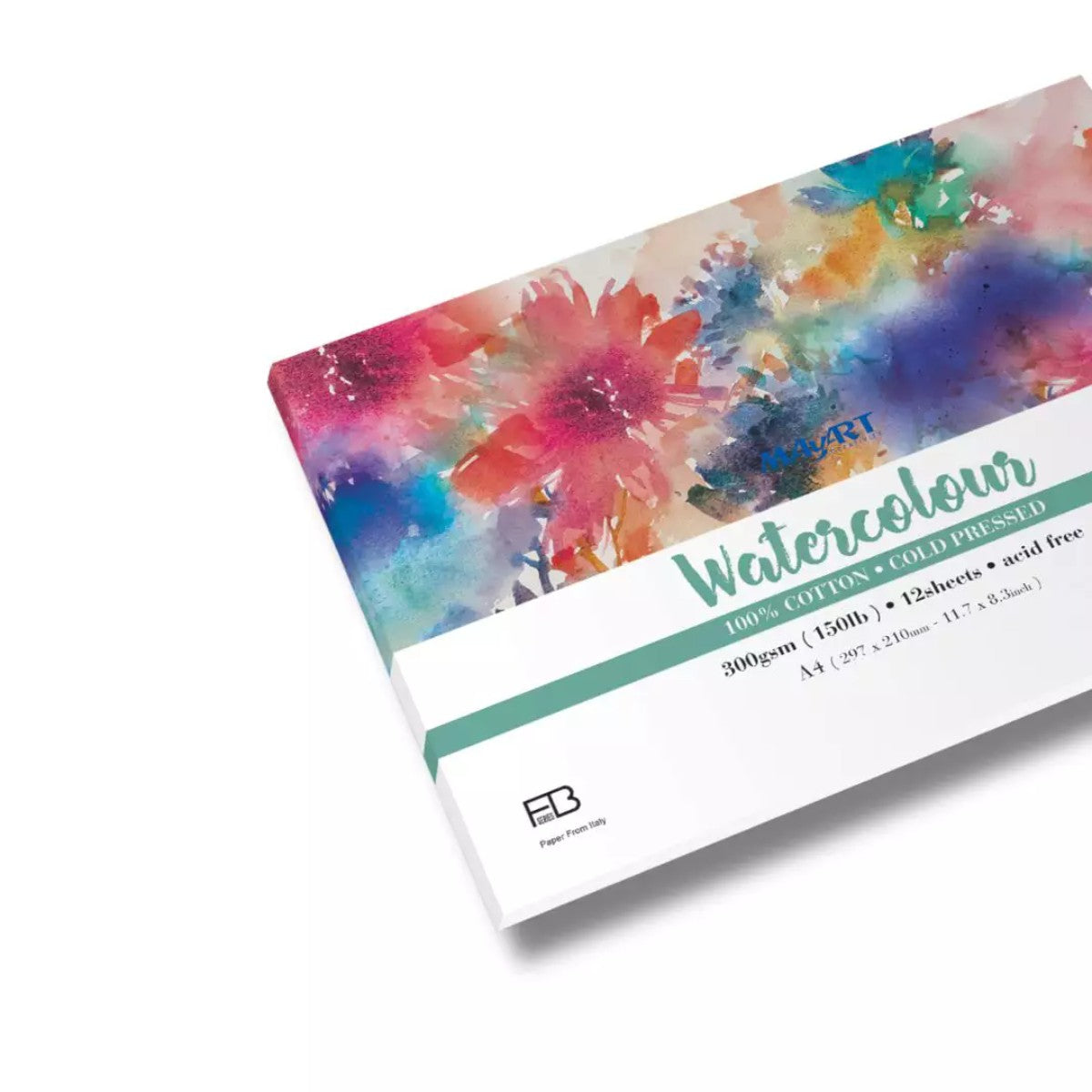 Bloco Aquarela MayArt Watercoloour - 100% Algodão - Cold Pressed 300g - 12 Folhas MayArt