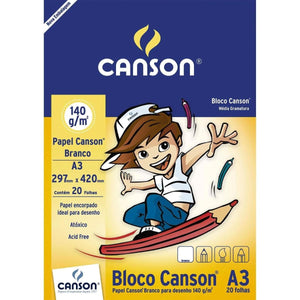 Bloco Canson A3 Branco - Escolar 140g/m2 - 20 Folhas