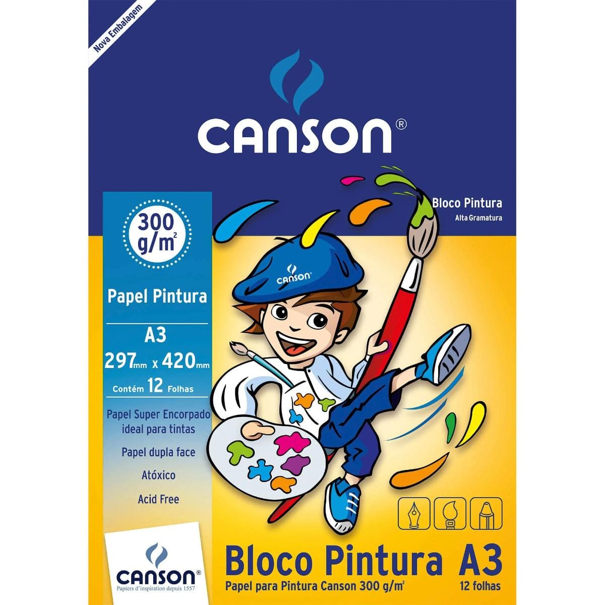 Bloco Canson A3 - Pintura Infantil 300g/m2 - 12 Folhas Canson