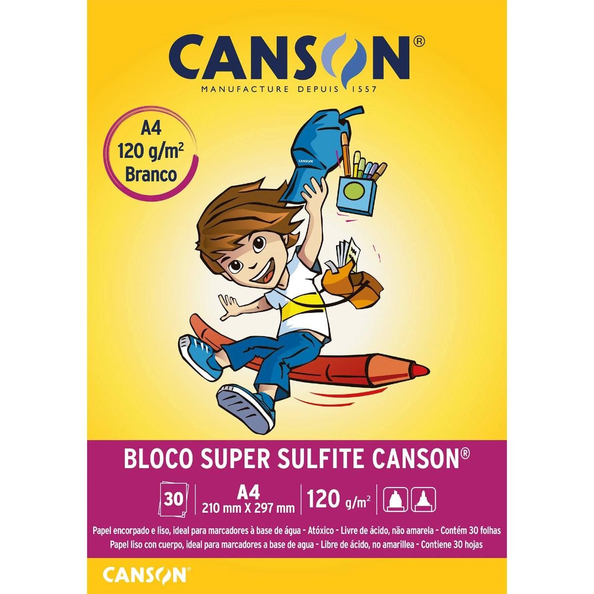 Bloco Canson A4 - 120g/m2 - 30 Folhas - Liso Canson