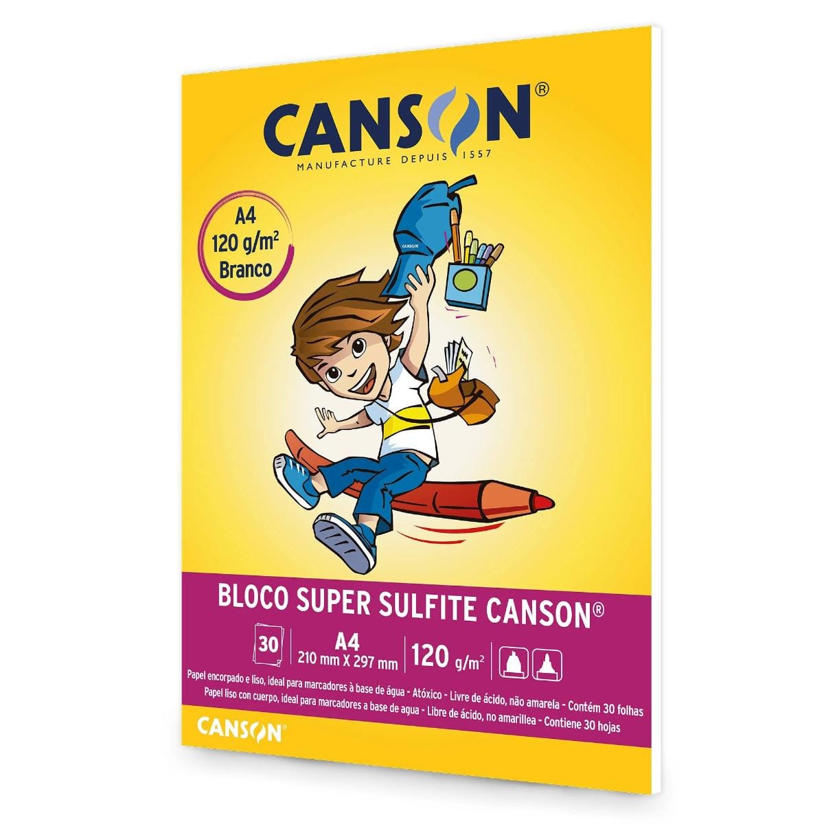 Bloco Canson A4 - 120g/m2 - 30 Folhas - Liso Canson