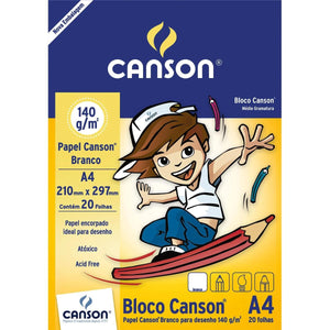 Bloco Canson A4 Branco - Escolar 140g/m2 - 20 Folhas