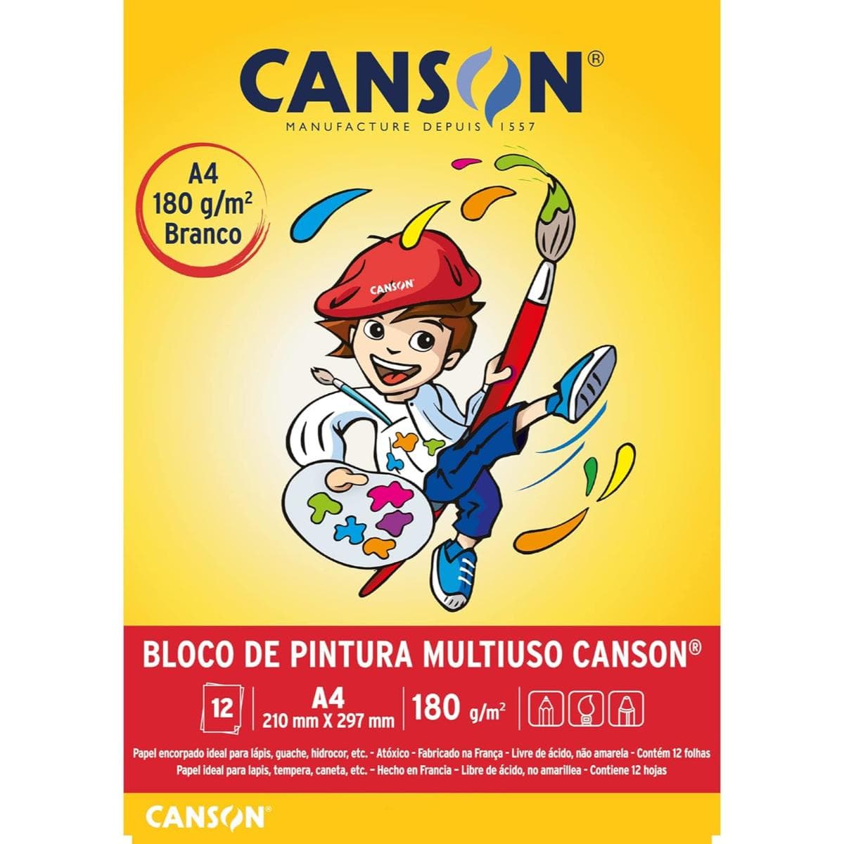 Bloco Canson A4 - Pintura Infantil Multi Técnicas 180g/m2 Canson