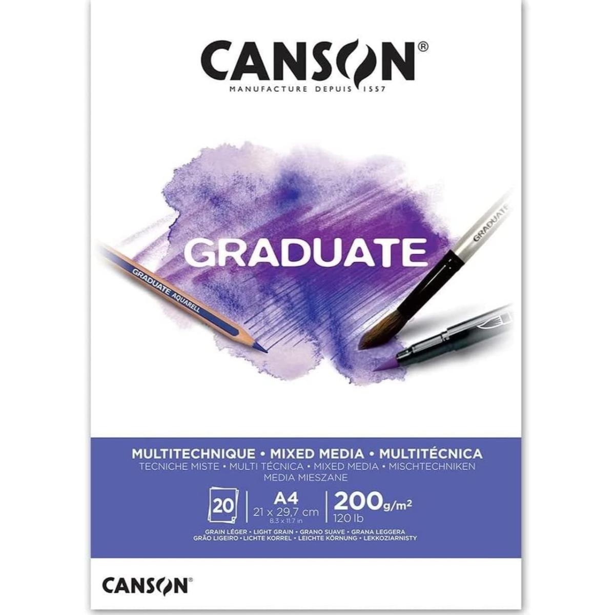 Bloco Canson Graduate Multitécnica - Mix Media - 200 g/m2 Livraria Skilo