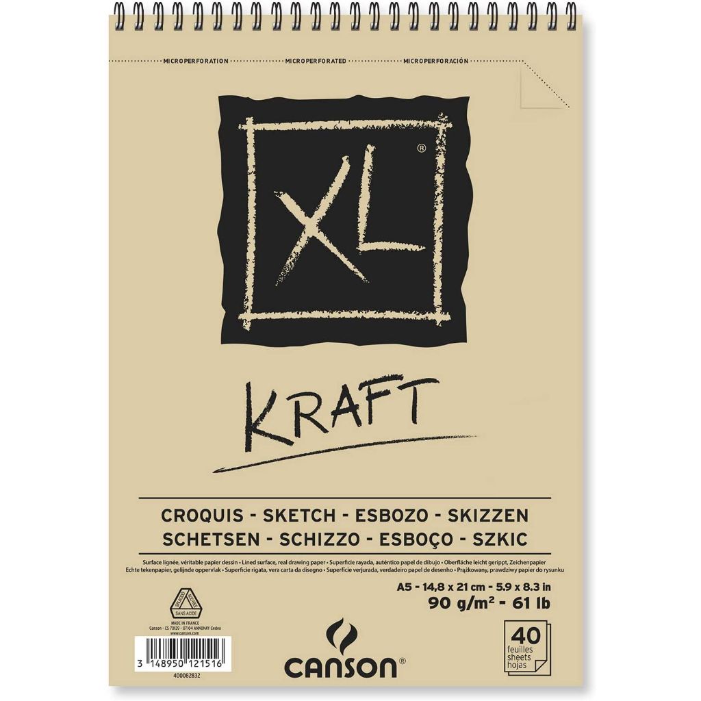 Bloco Canson XL Kraft - Sketch - 90 g/m² A4 - 60 Folhas Livraria Skilo