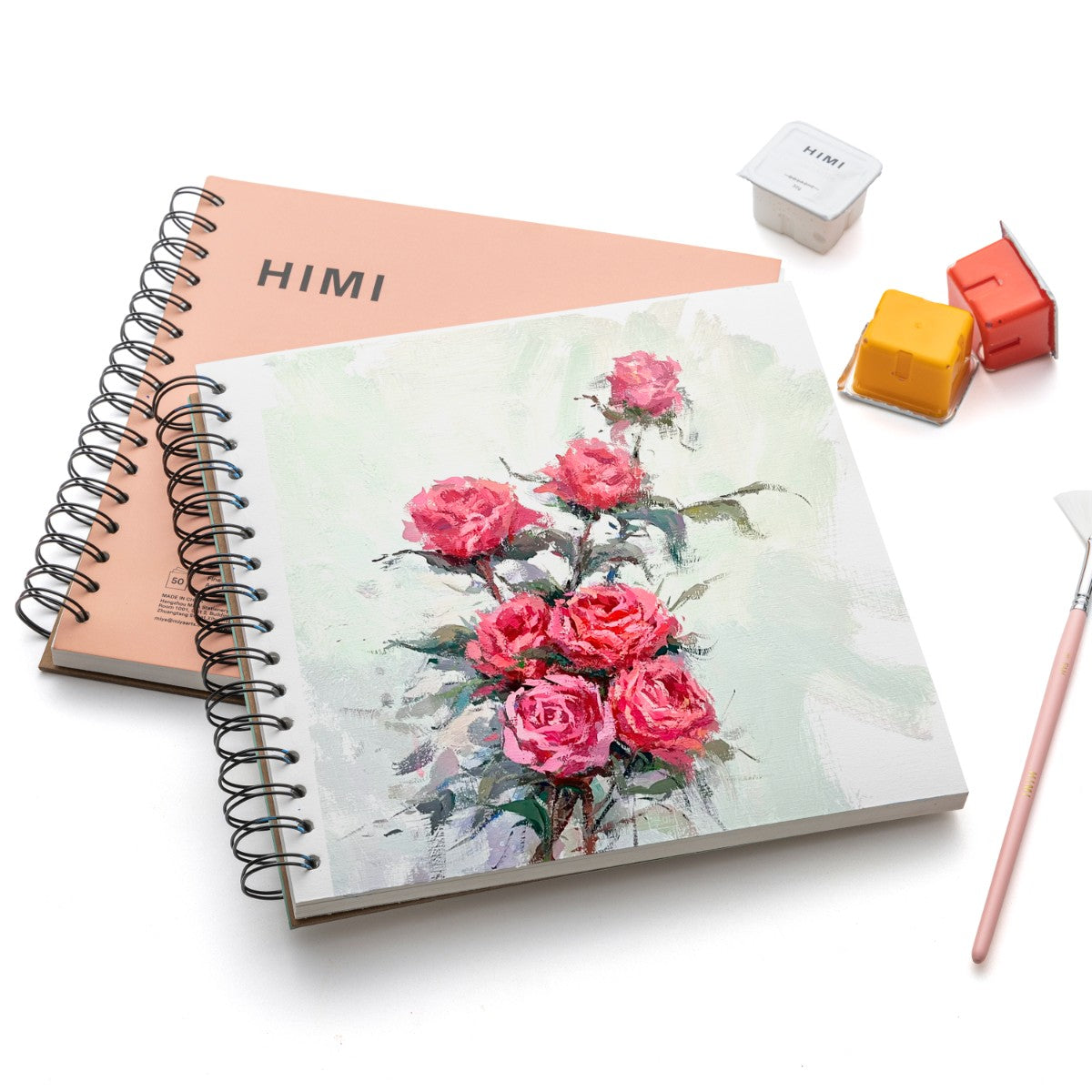 Bloco de Papel para Guache HIMI 50 Folhas 21,6x21,6cm – Capa Rosa Himi
