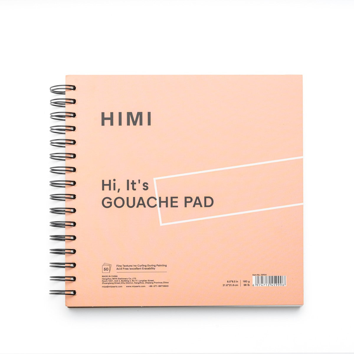 Bloco de Papel para Guache HIMI 50 Folhas 21,6x21,6cm – Capa Rosa Himi