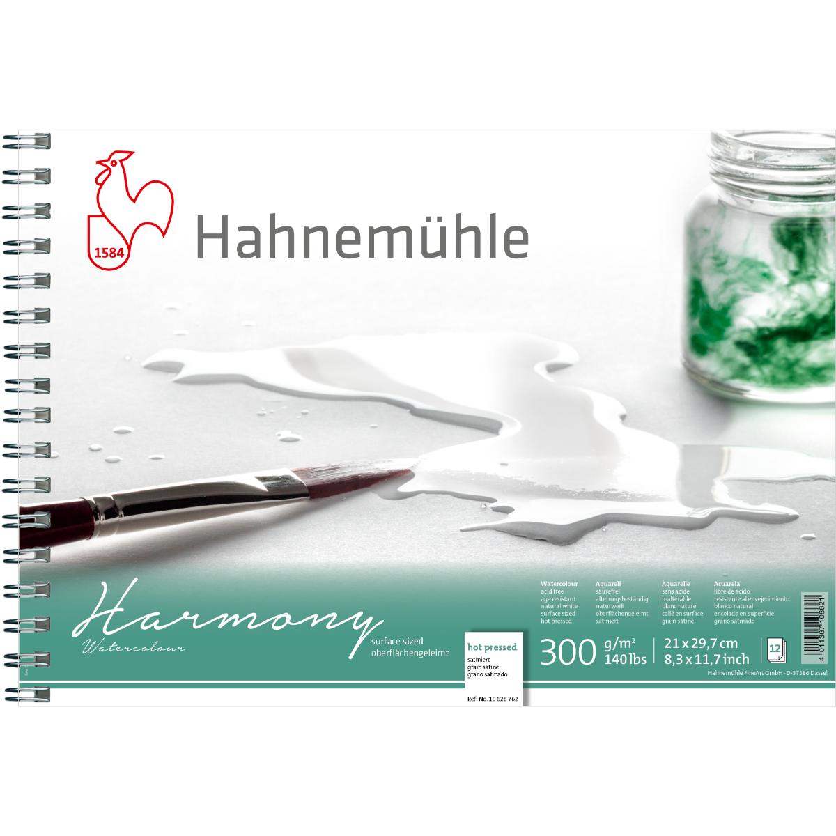 Bloco Espiral Hahnemühle Harmony Aquarela A4 - 300g/m² - Textura Satinada - 12 folhas Hahnemühle