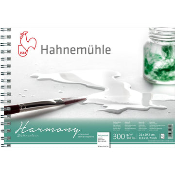 Bloco Espiral Hahnemühle Harmony Aquarela A4 - 300g/m² - Textura Satinada - 12 folhas Hahnemühle