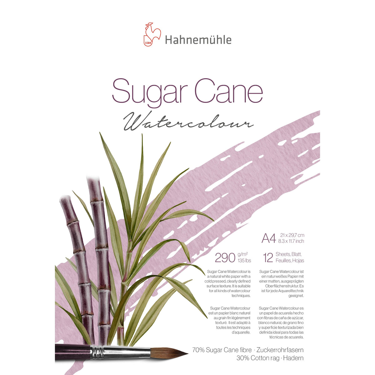 Bloco Hahnemühle Sugar Cane Watercolour - 290g/m² - A4 - 12fls Hahnemühle