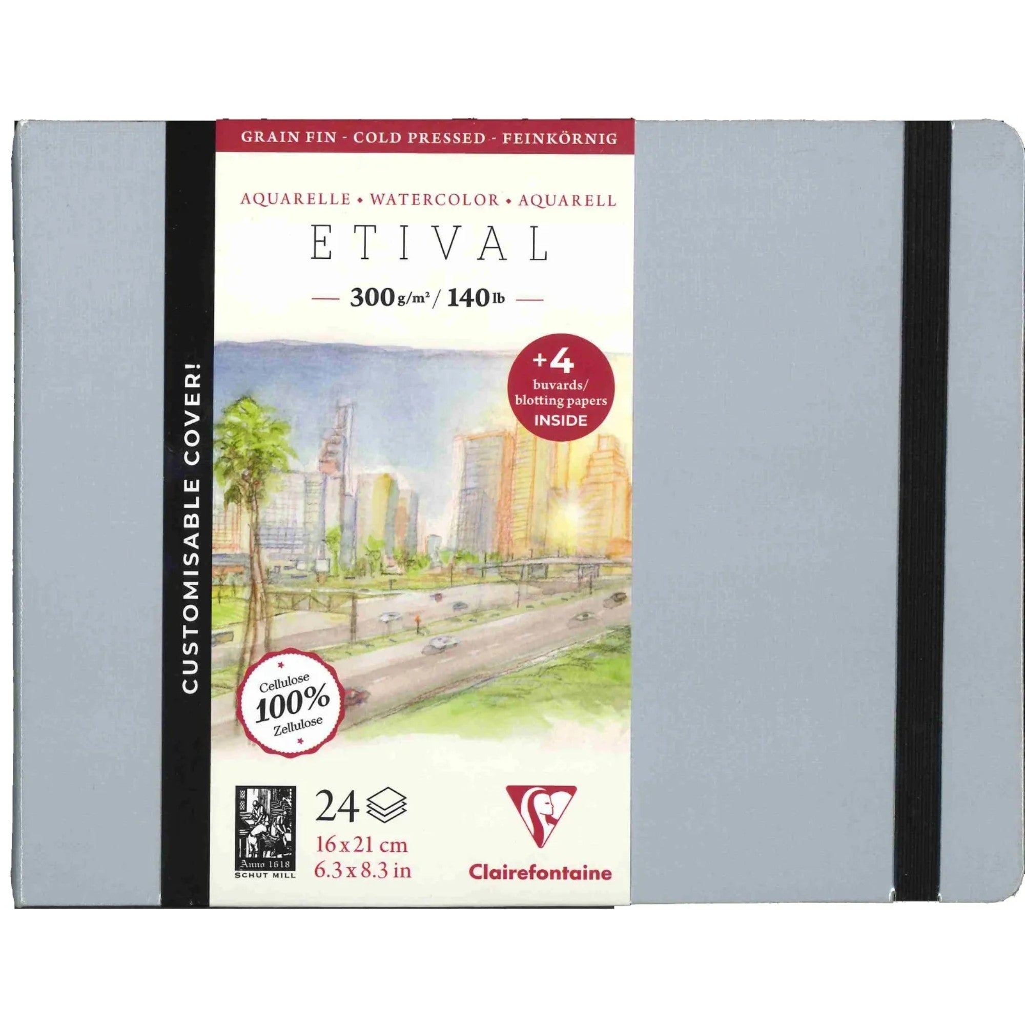 Bloco Para Aquarela Clairefontaine Etival - 300g/m² - 16x21cm - 24fl Clairefontaine