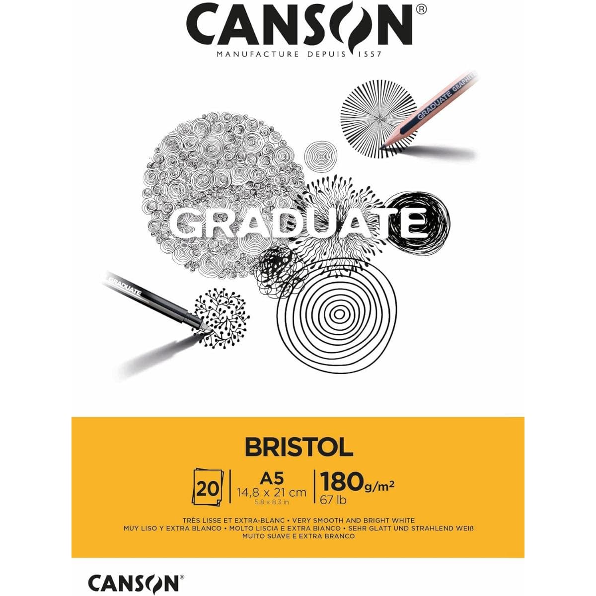 Bloco Para Desenho Graduate Bristol A5 - 180g - 20FL Canson