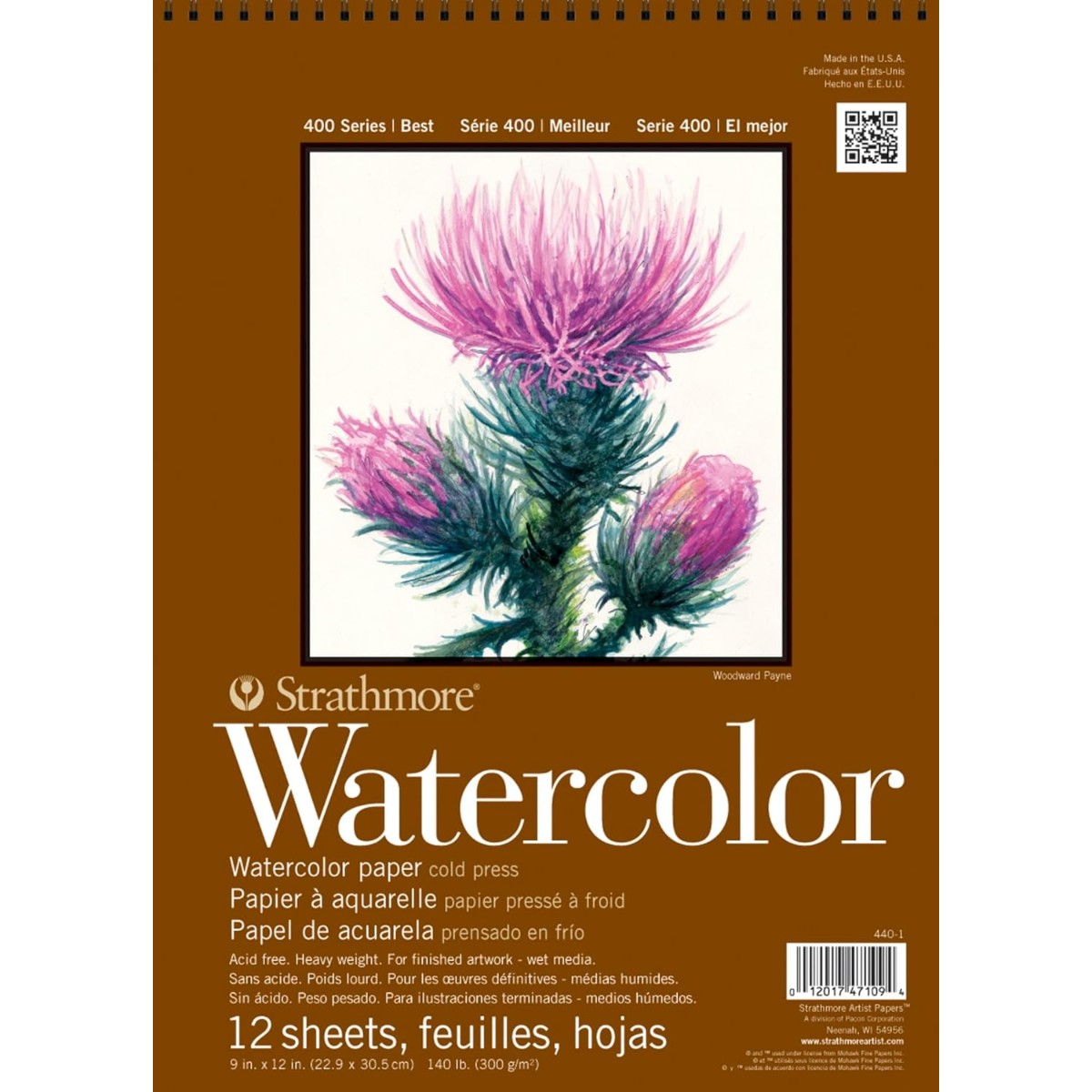Bloco Strathmore Watercolor Espiral - 22,9x30,5cm - 300g/m² - 12 fls Strathmore