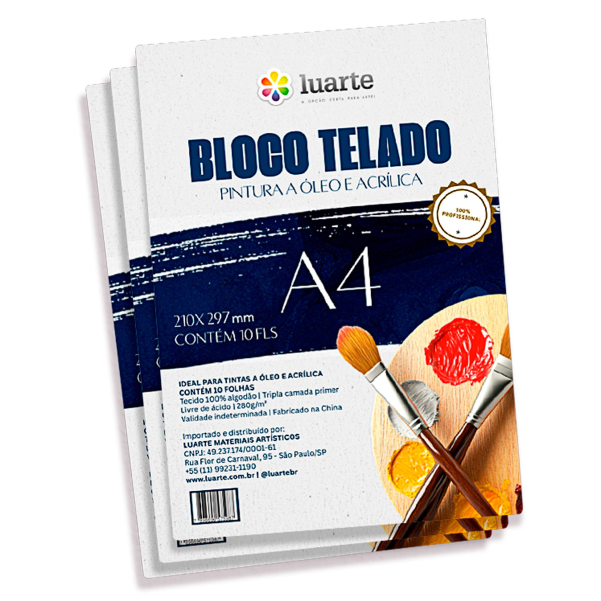 Bloco Telado Luarte Para Acrílica e Óleo - A4 - 10 Folhas Luarte