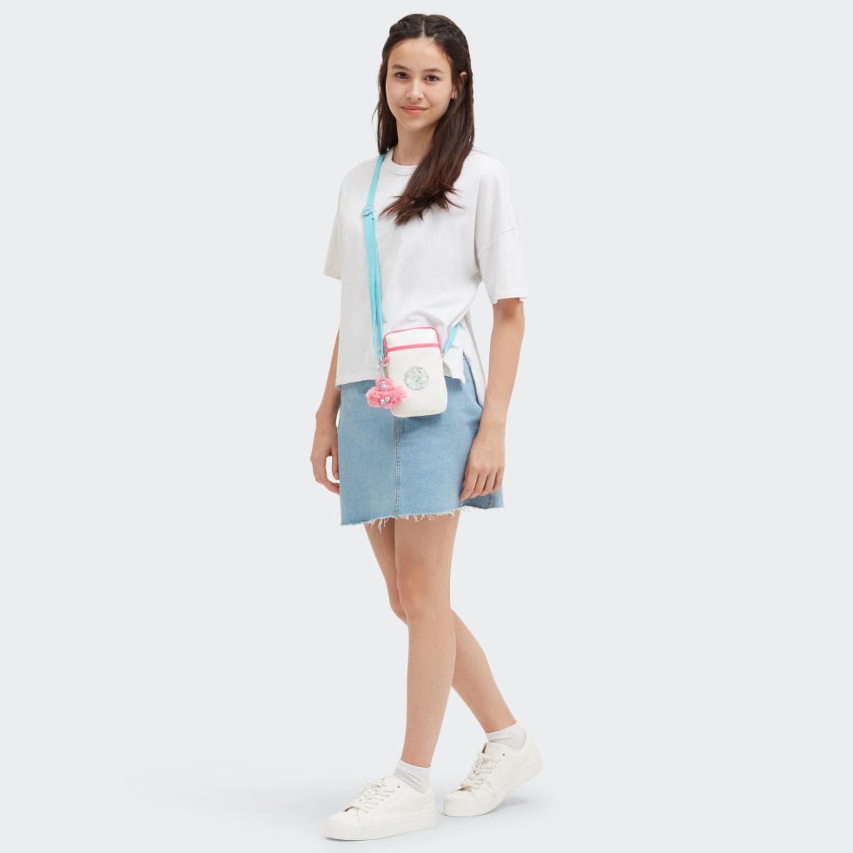 Bolsa Transversal Kipling Tally - Alabaster Lacq - Prata Kipling