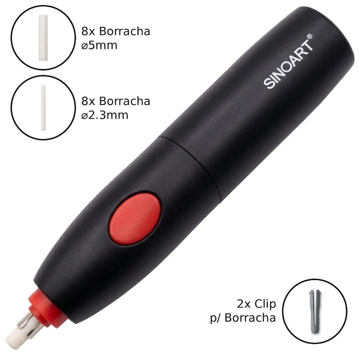 Borracha Elétrica Sinoart A298 - Com 16 Refis Livraria Skilo