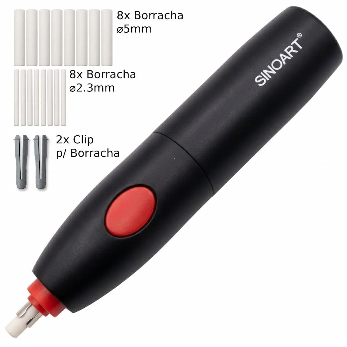 Borracha Elétrica Sinoart A298 - Com 16 Refis Livraria Skilo