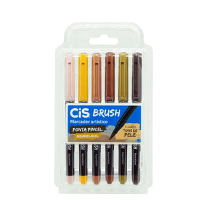 Brush Pen Cis - 6 Tons de Pele Aquareláveis