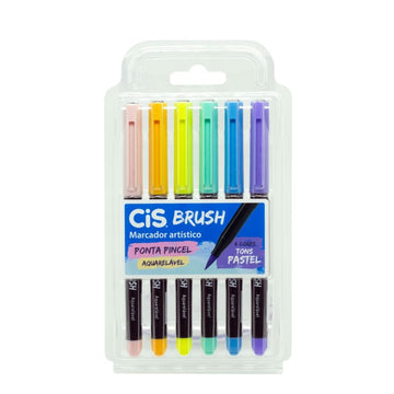 Brush Pen Cis - 6 Tons Pastel Aquarelável Cis
