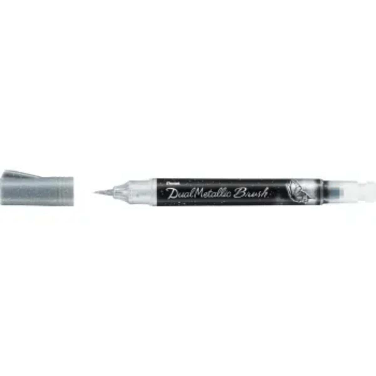 Brush Pen Pentel Dual Metallic Brush - Cores Prata Pentel