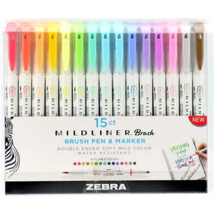 Brush Pen Zebra Mildliner - 15 Cores