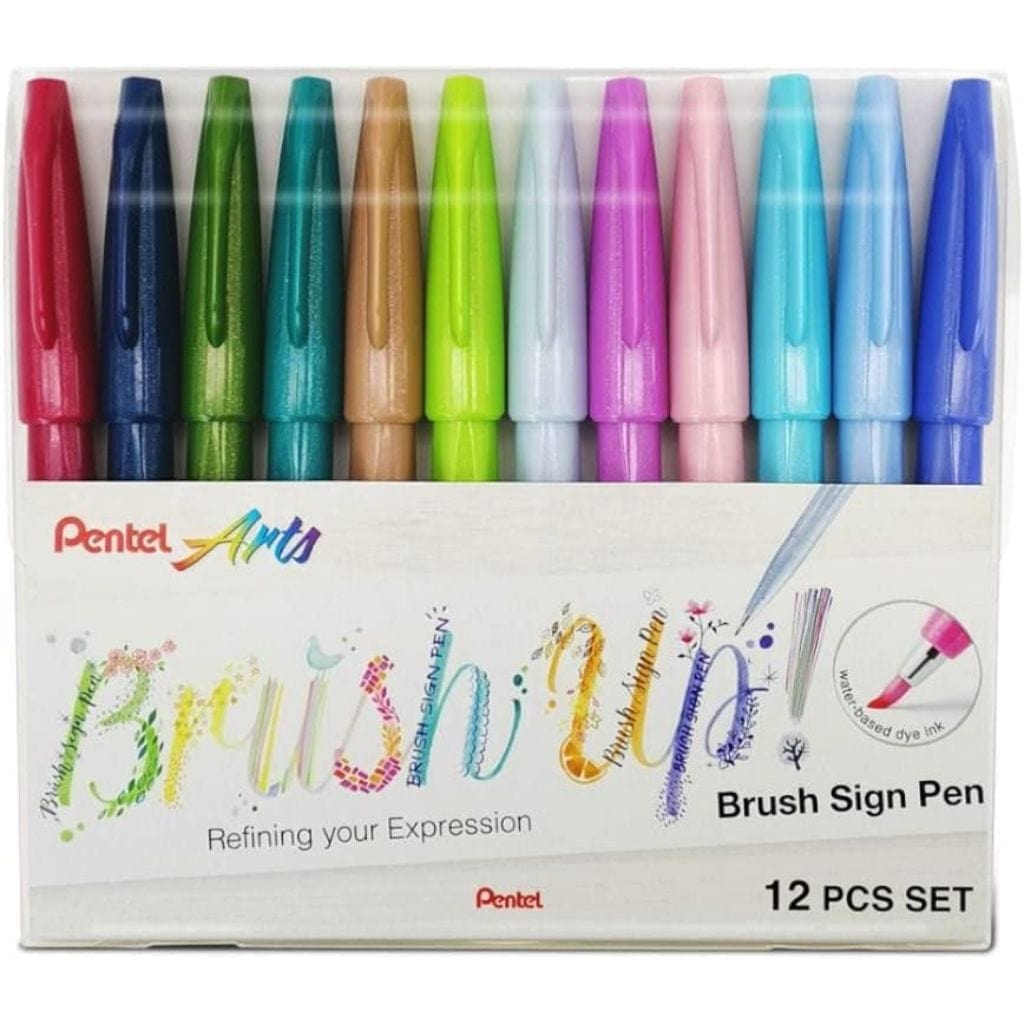 Brush Sign Pen Pentel - Estojo com 12 Tons Pastel Pentel