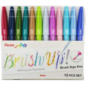 Brush Sign Pen Pentel - Estojo com 12 Tons Pastel
