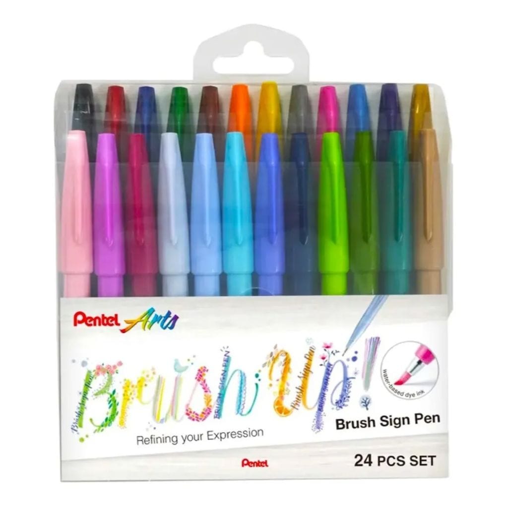 Brush Sign Pen Pentel - Estojo com 24 Cores Pentel