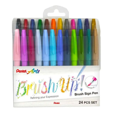 Brush Sign Pen Pentel - Estojo com 24 Cores Pentel