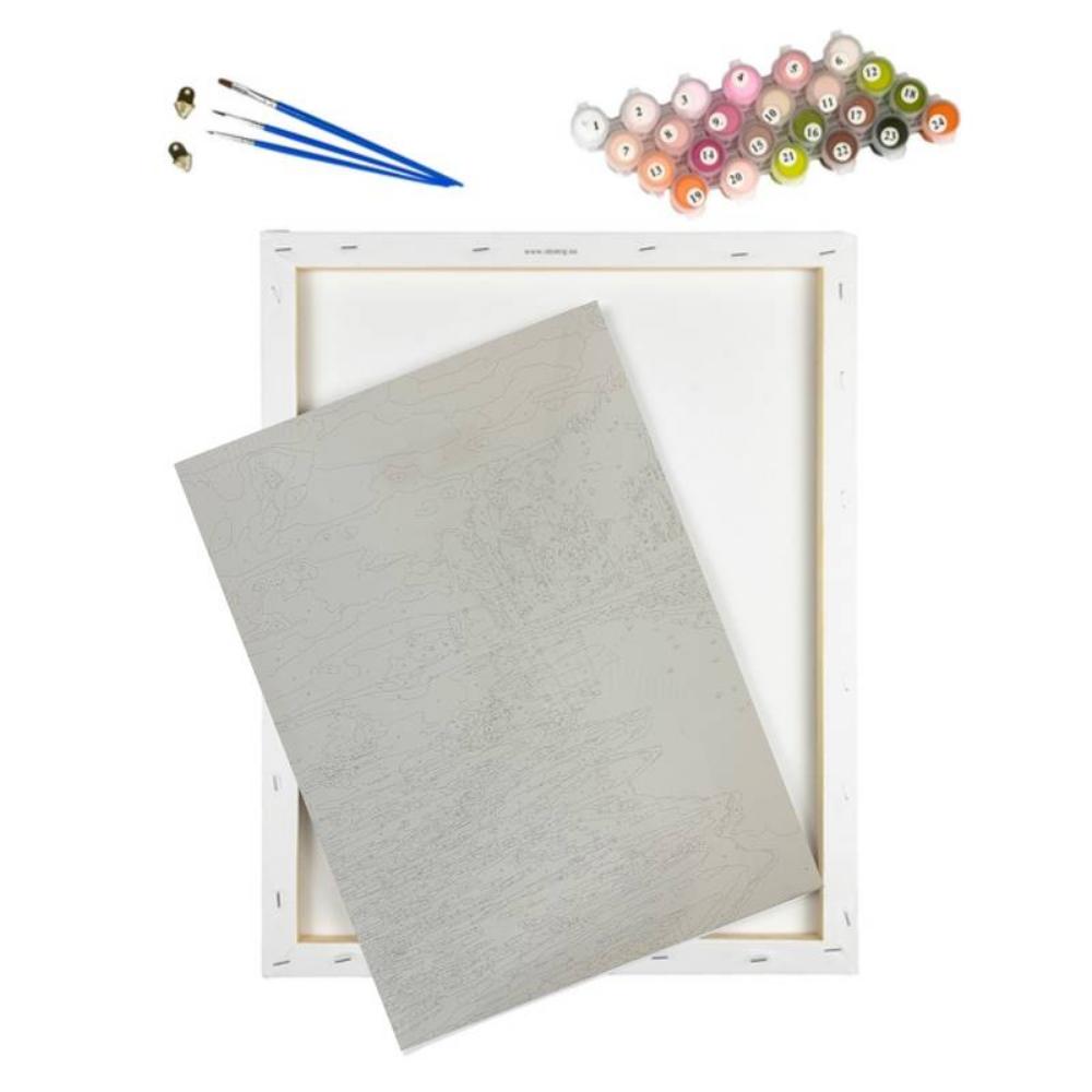 Kit Pintura Numerada em Tela - Tigre Colorido - 40x50cm
