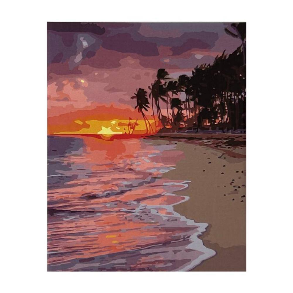 Kit Pintura Numerada em Tela - Por do Sol - 40x50cm