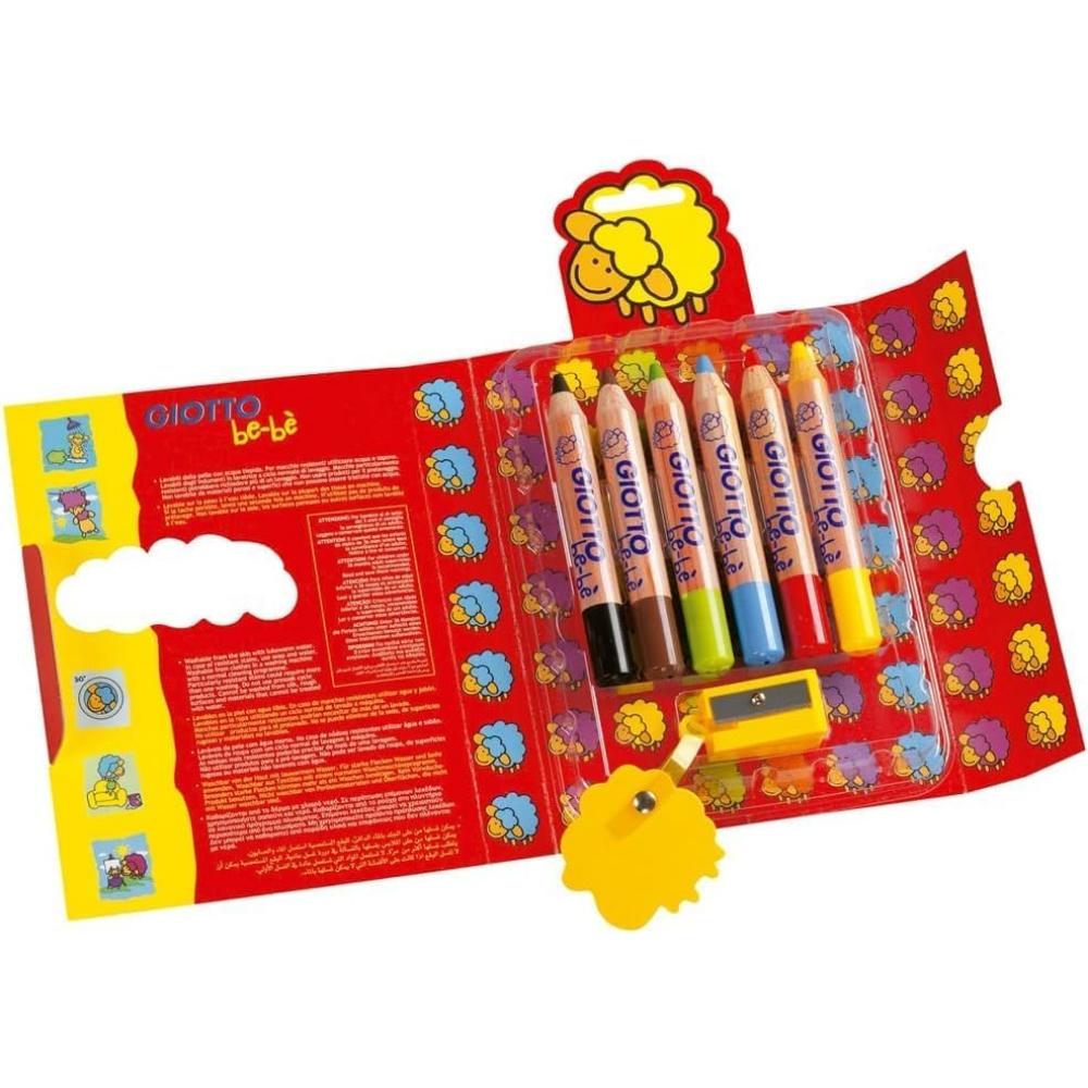 Lápis de Cor Jumbo Giotto BeBe - 6 Cores + Apontador