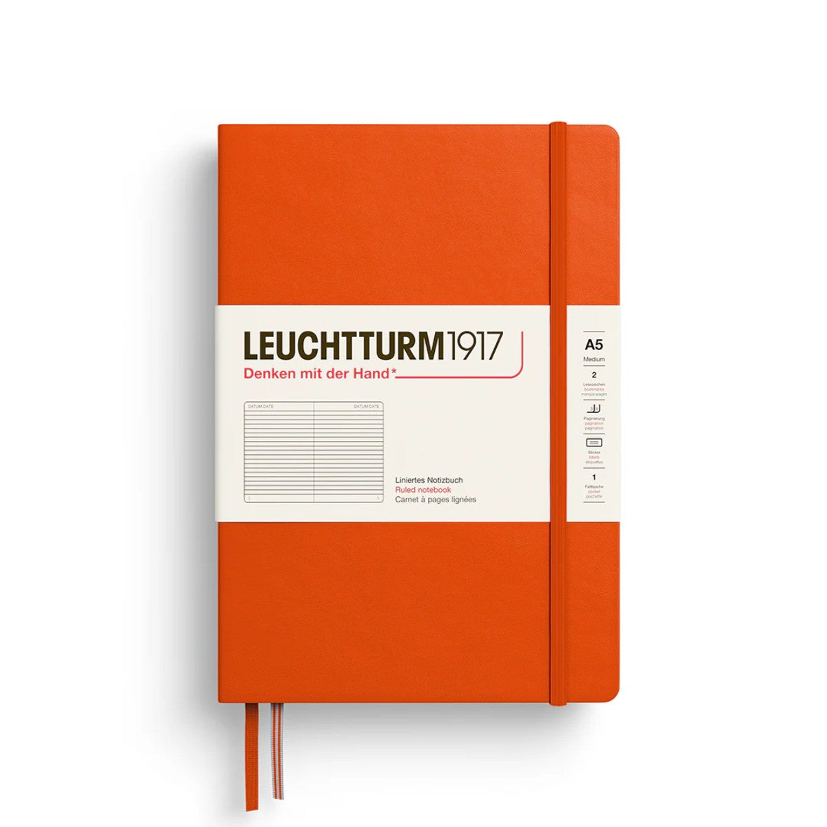 Caderno A5 Leuchtturm1917 Capa Dura - Pautado - Pumpkin - 80 g/m² Leuchtturm1917