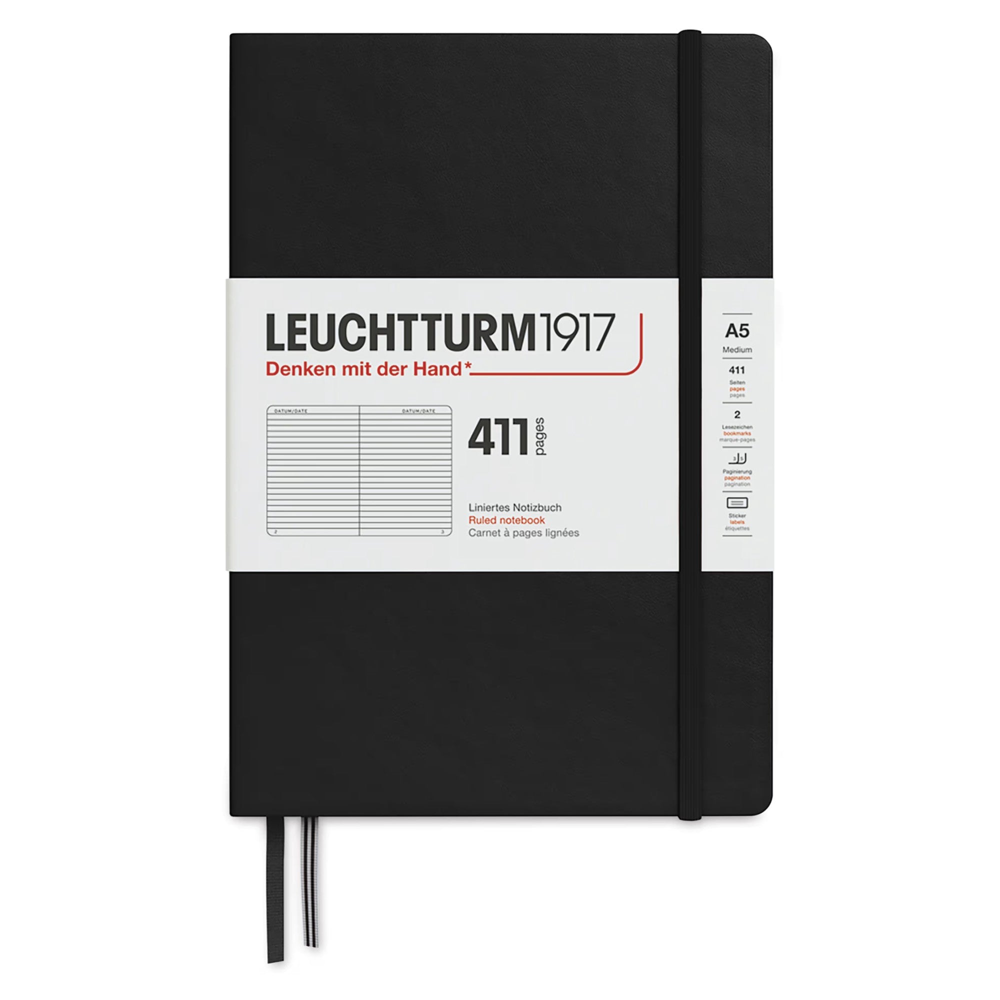 Caderno Leuchtturm1917 A5 - Capa Dura - Pautado - Preto - 80g/m² Leuchtturm1917