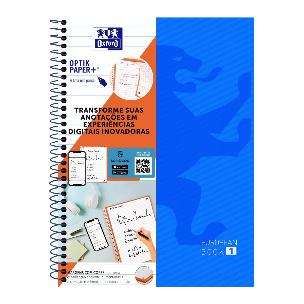 Caderno Universitário Oxford 1 Matéria - 80 Folhas - Azul Oxford