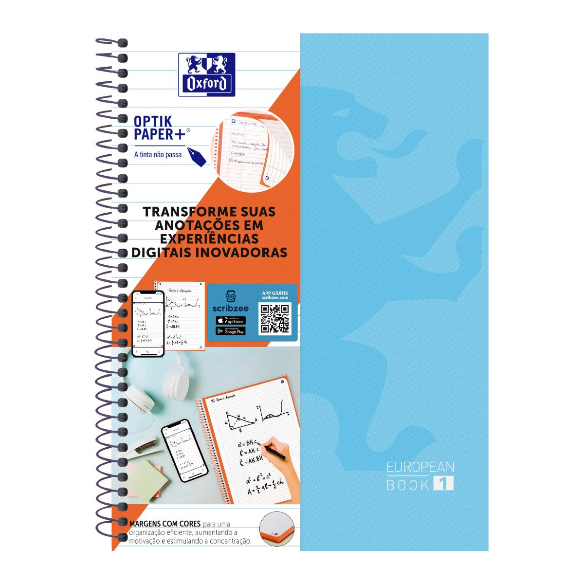 Caderno Universitário Oxford 1 Matéria - 80 Folhas - Azul Pastel Oxford