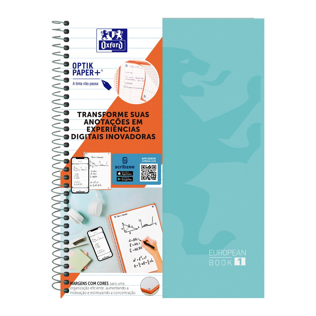 Caderno Universitário Oxford 1 Matéria - 80 Folhas - Ice Mint Oxford