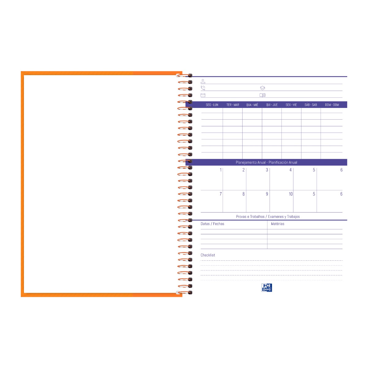 Caderno Universitário Oxford 1 Matéria - 80 Folhas - Laranja Oxford