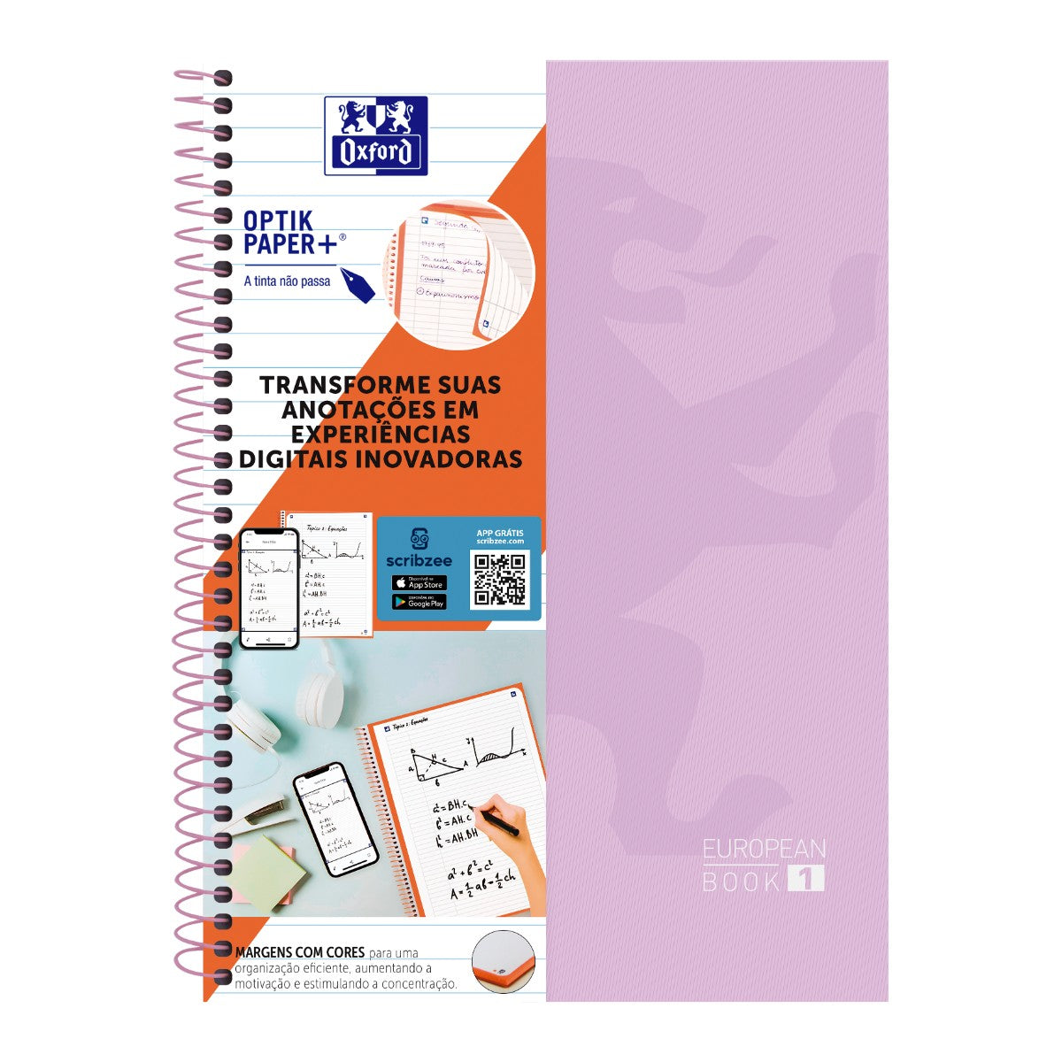 Caderno Universitário Oxford 1 Matéria - 80 Folhas - Lavanda Oxford