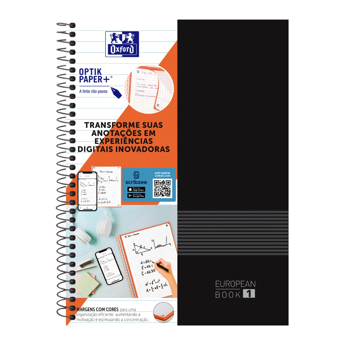 Caderno Universitário Oxford 1 Matéria - 80 Folhas - Preto Livraria Skilo