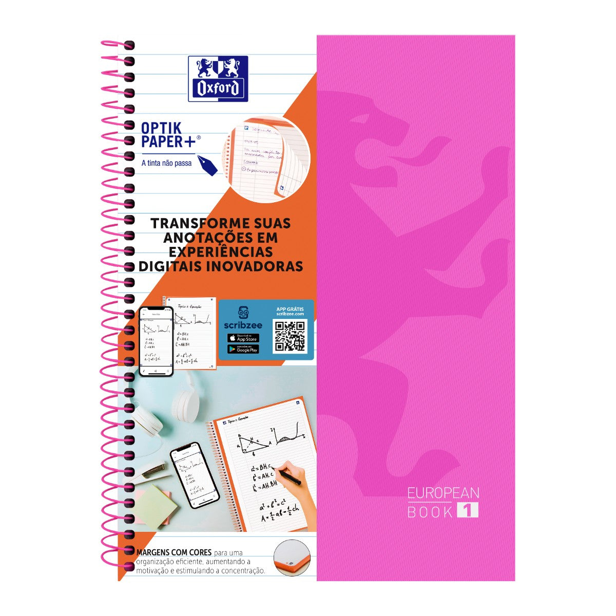 Caderno Universitário Oxford 1 Matéria - 80 Folhas - Rosa Oxford